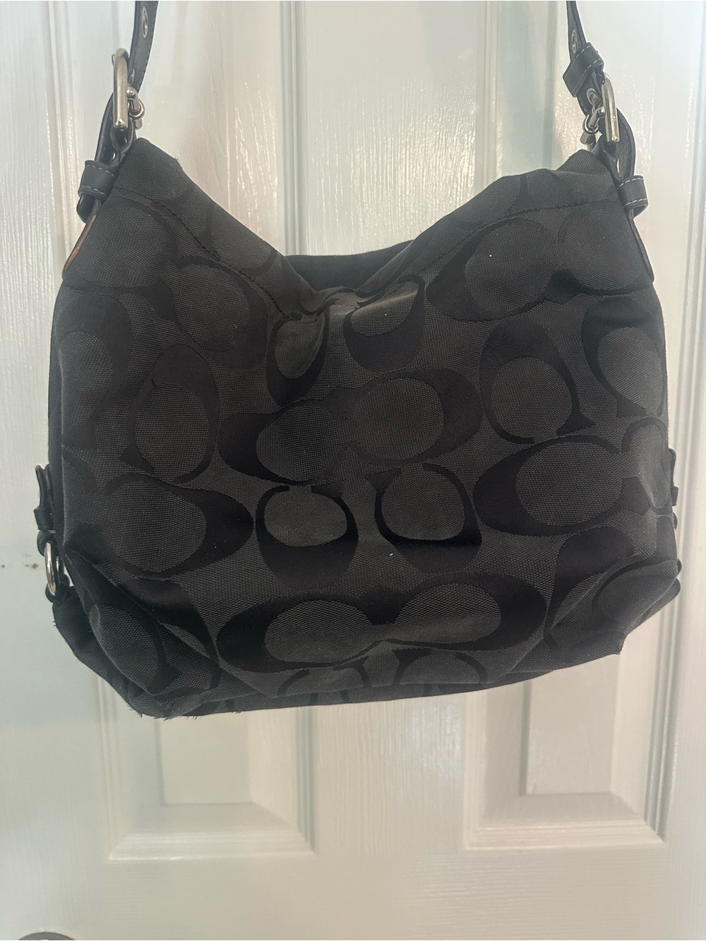 Coach Black Signature Jacquard Shoulder Bag